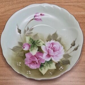 Lefton China Hand Painted Rose NE1152 Saucer Collectible Vintage Dish